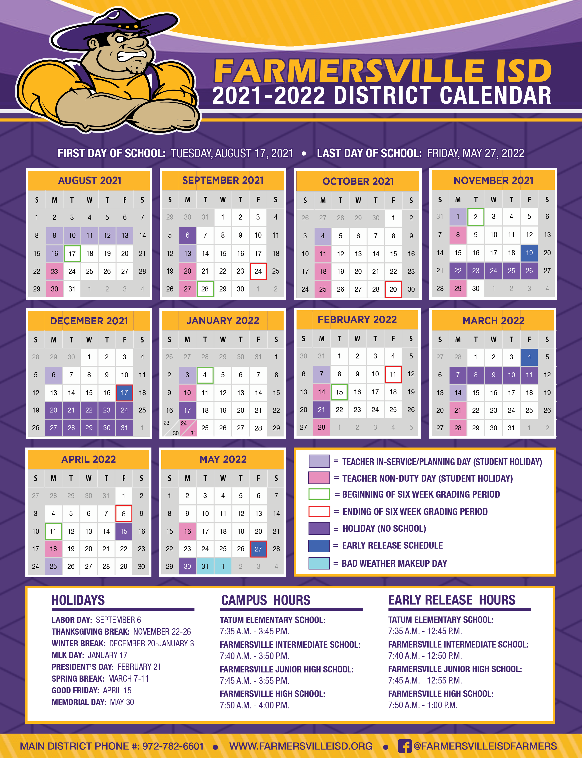 Fisd 2022 Calendar Farmersville Independent School District